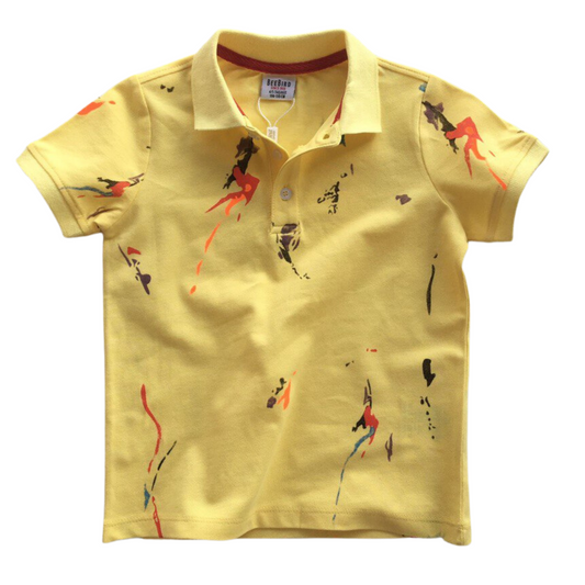 Paint-Splatter Yellow Polo T-shirt