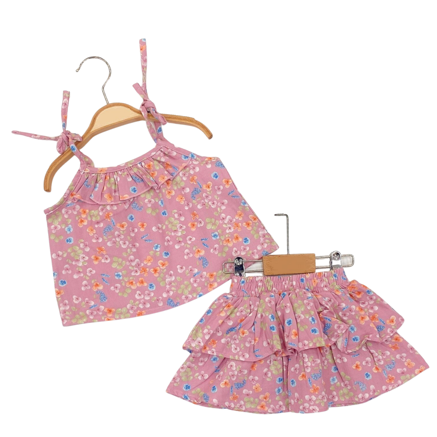 Pink flowers baby girl set