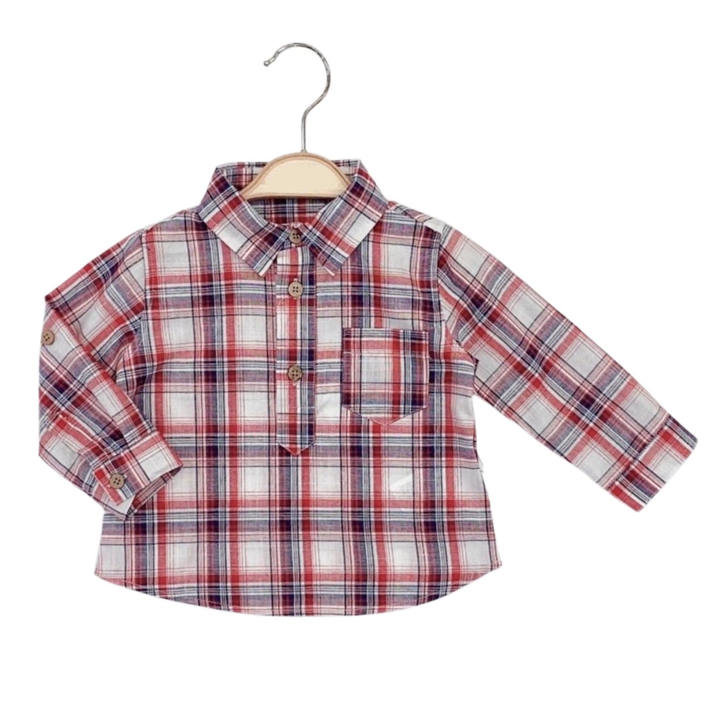 Plaid Baby Boy Shirt Red