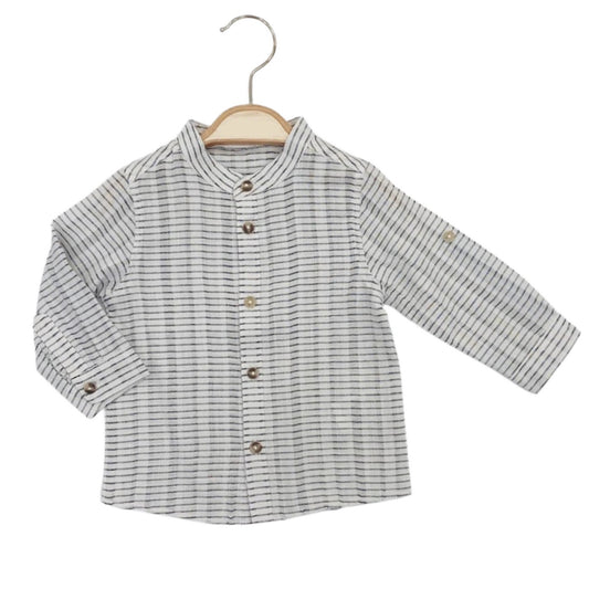 Baby Boy Mandarin Collar Striped Shirt