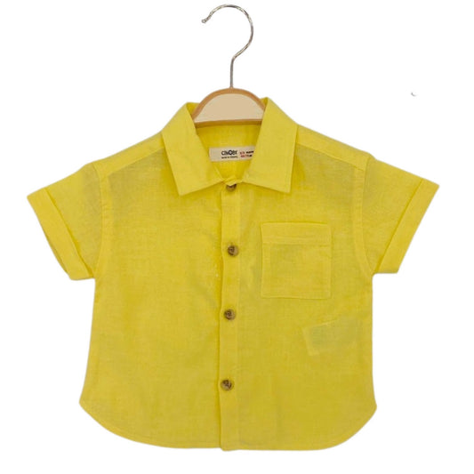 قميص بيبي باللون الأصفر بأكمام قصيرة