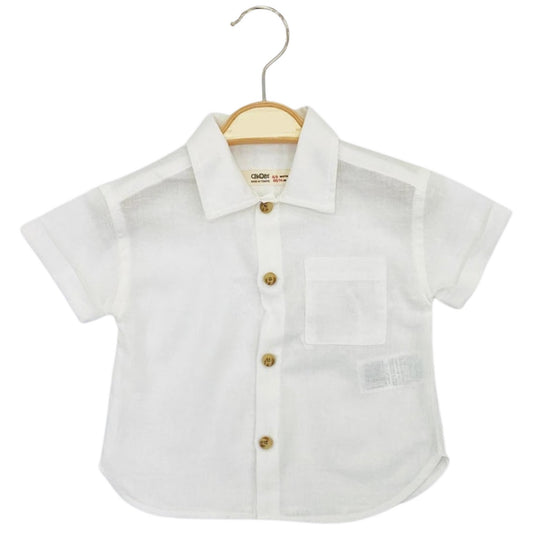Short Sleeve Baby Boy Shirt White