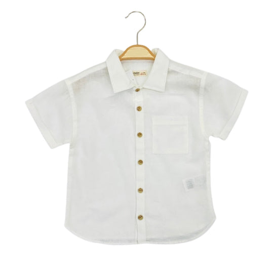 قميص أبيص بأكمام قصيرة للأولاد 