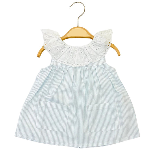 Lace Collar Baby Girl Dress Blue