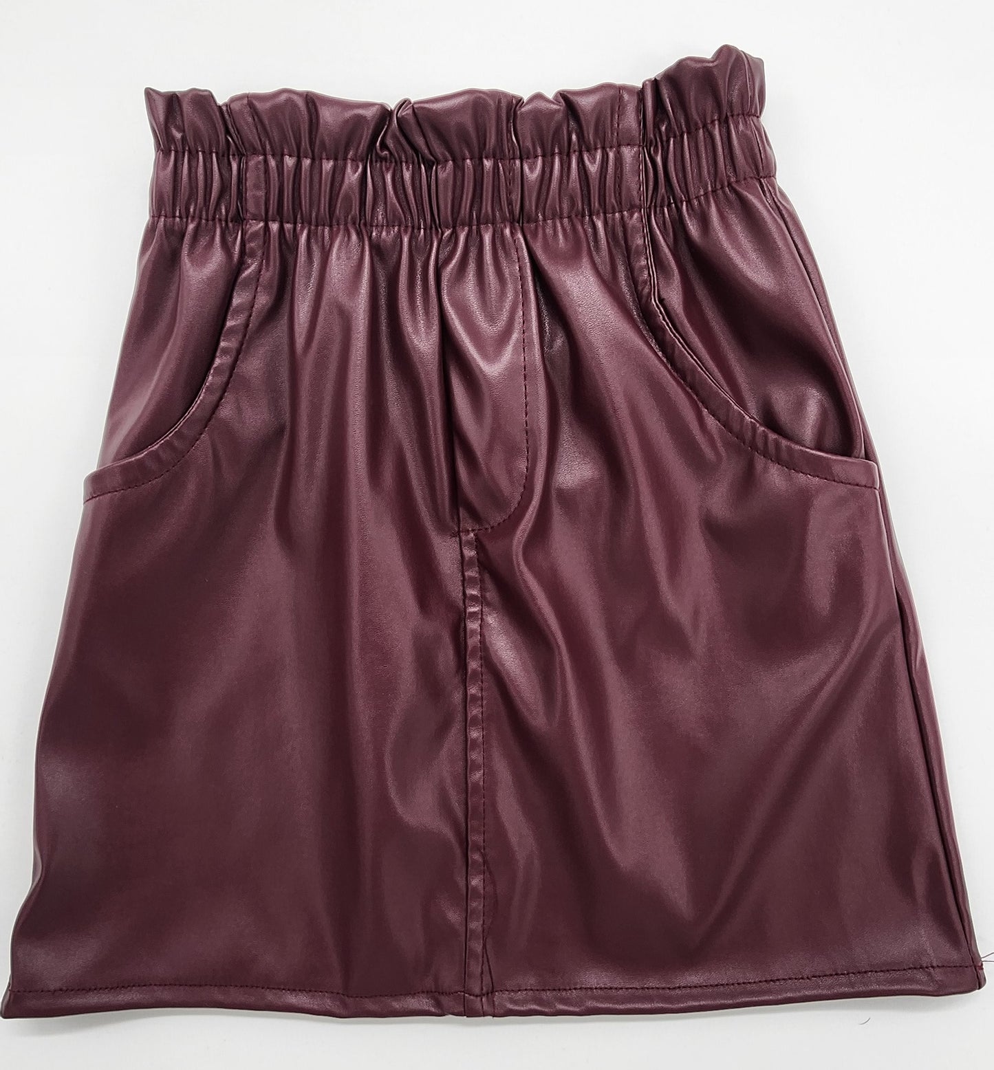 Maroon Leather skinny Skirt