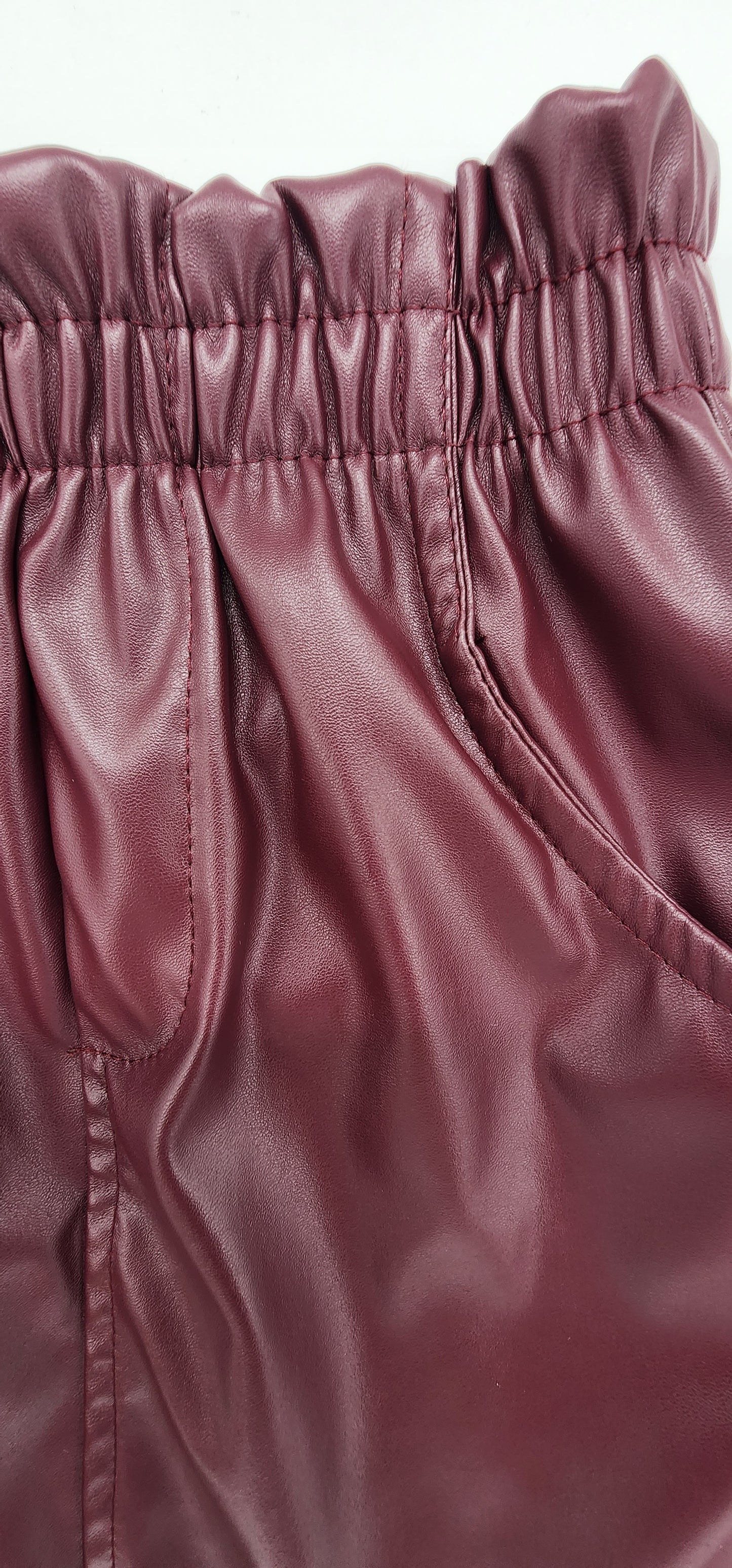 Maroon Leather skinny Skirt