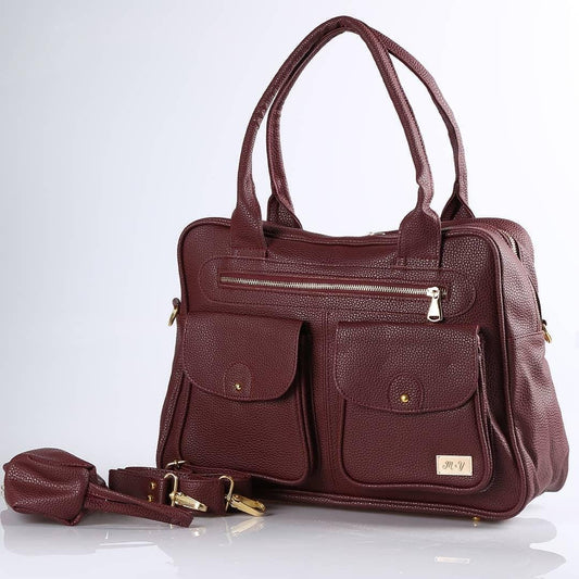 Deep maroon Leather Mommy's Bag