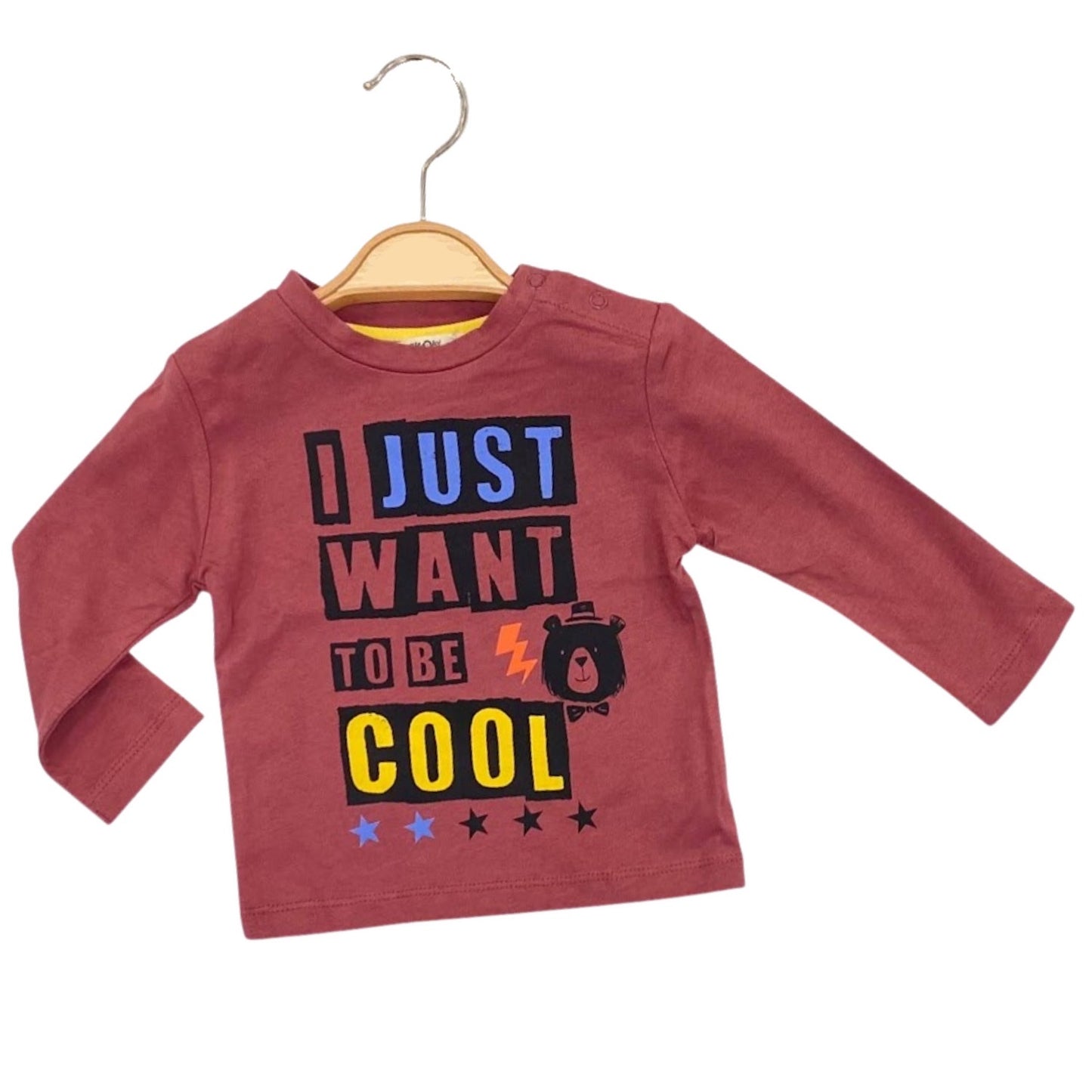 Printed Baby Boy T-Shirt Bordo