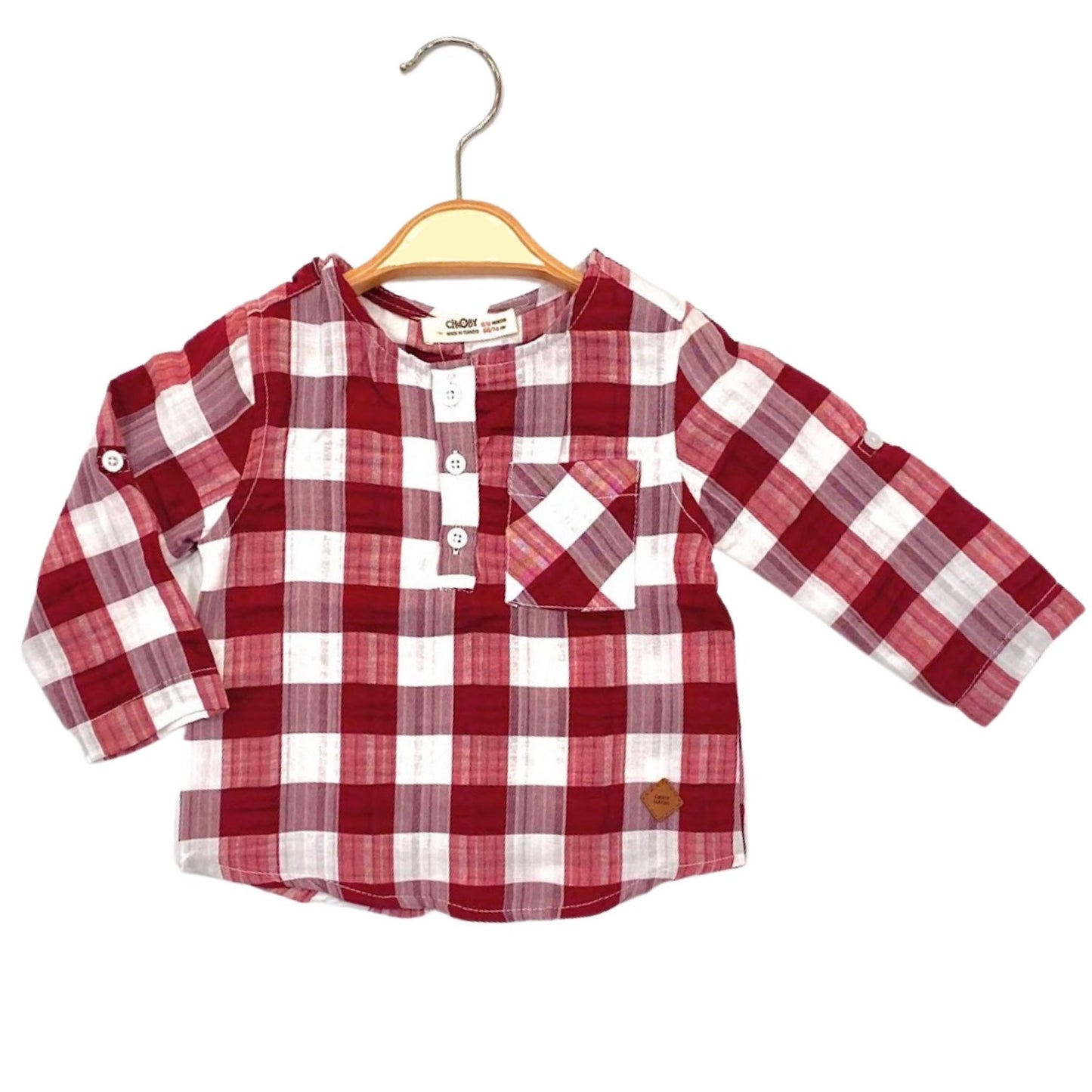 Plaid Baby Boy Shirt Bordo