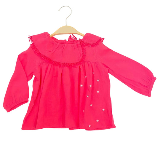 Star Embroidery Baby Girl Shirt