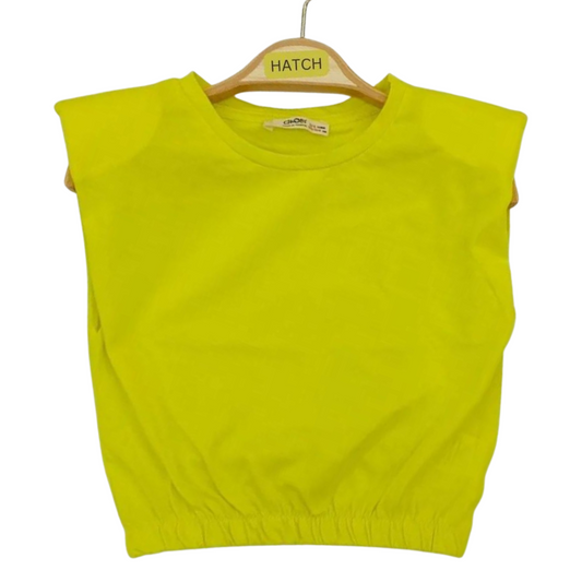 Shoulder Pad Girl T-Shirt Yellow