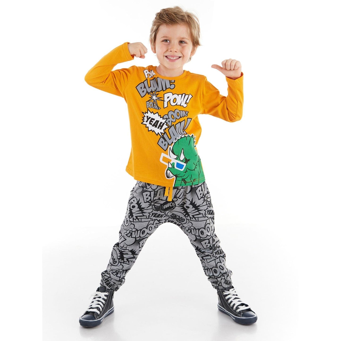 Pow Dino Boy T-shirt&Pants Set
