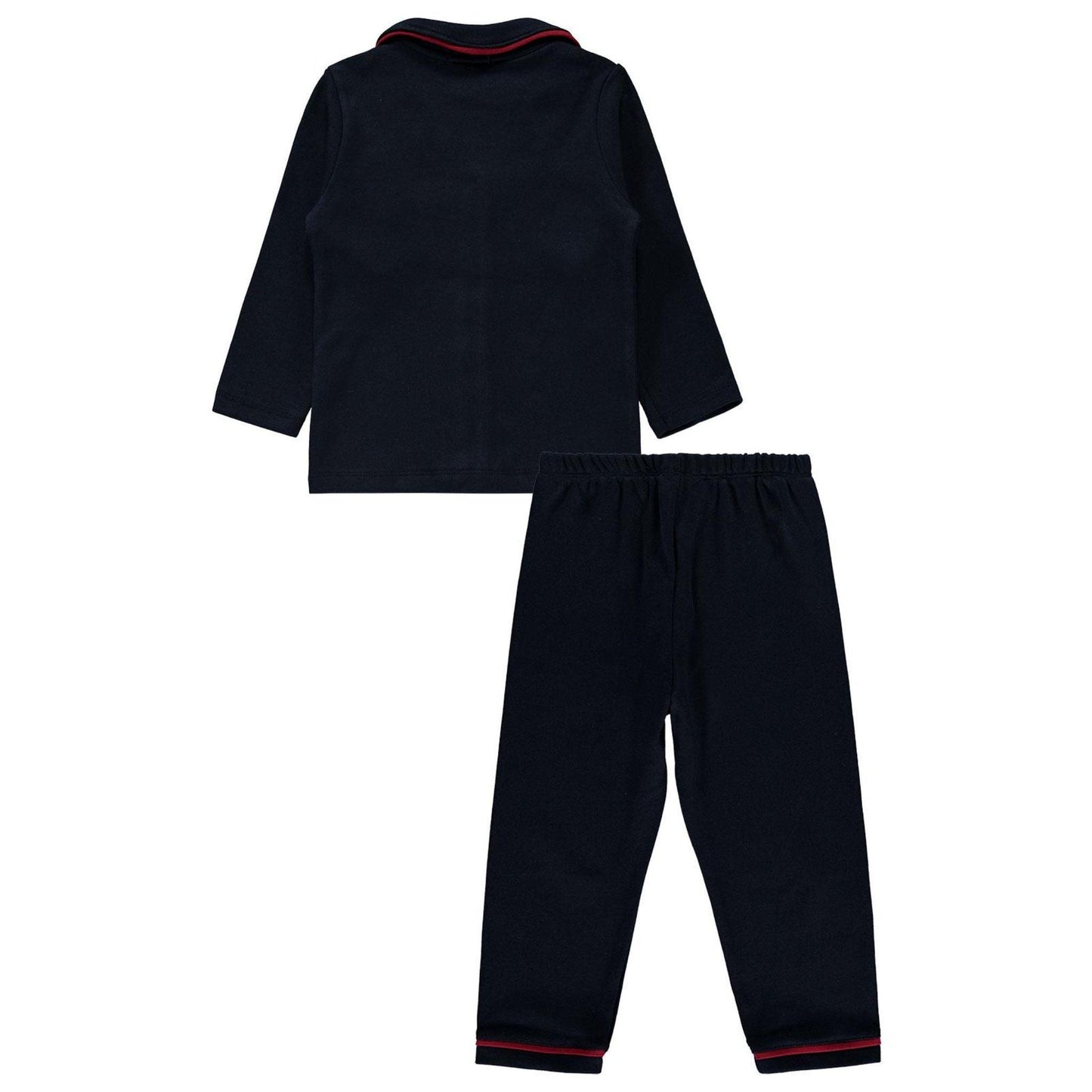 Navy Blue Two-Piece Buttoned Pajamas