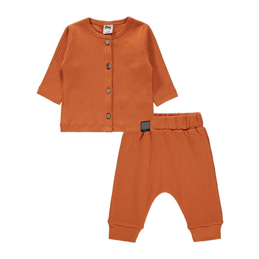 Long Sleeve burnt orange  unisex baby's interlock suit